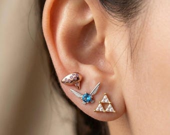 Triforce Ohrring Bolzen, Navi Fee, Ocarina, Master Sword Halskette, Cosplay, Tränen des Königreichs, Silent Princess Ohrringe, Zelda Ohrringe