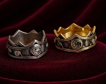 Crown ring Jewelry, Dragon Crown Ring, Mother Dragons Ring, Dragon house jewelry, Rhaenyra Jewelry, Melisandre Cosplay, Aegon crown, Daemon