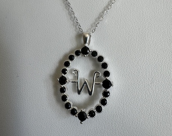 Initial Necklace, Rotating letter necklace, Cosplay Necklace, Sterling Silver Morticia Pendant, Adams amulet cosplay