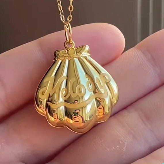 Custom Name Shell Locket, Mermaid Shell Locked, Your Name Locket
