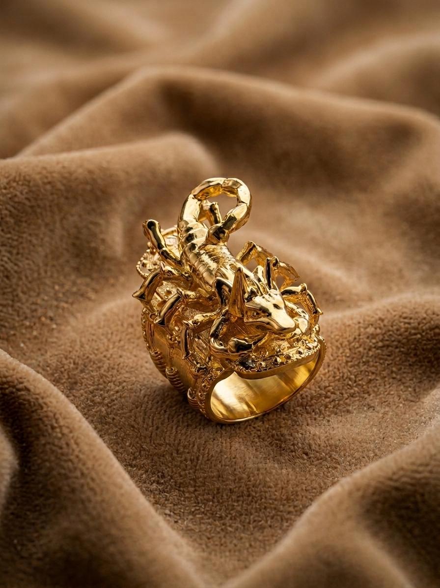 HIJONES Anello Uomo Vintage Scorpione In Acciaio Inossidabile Con Micro Pave CZ – Gioiello Delicato Per Fidanzato O Amico - 4
