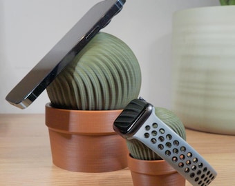 Cactus Apple Watch & MagSafe iPhone Docking Charging Station: Modern Home  Desk Decor