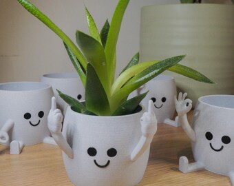 Happy Face Übertopf, frecher Mittelfinger Sukkulenten-Topf - Mittelfinger Blumentopf, süßes lustiges Geschenk - Spaß Wohnkultur - schnelle Lieferung!