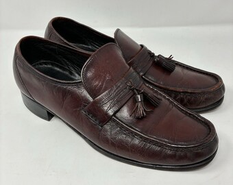 Florsheim Men's Size 9 Vintage Tassel Loafers, Burgundy, Made In India 75047