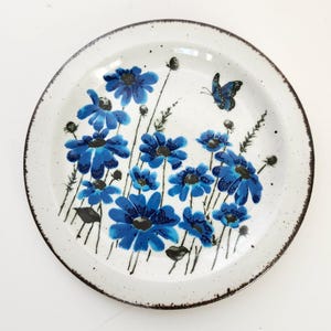 Rare Midwinter Stonehenge Spring Plate Blue Floral Butterfly 7" Side Plate