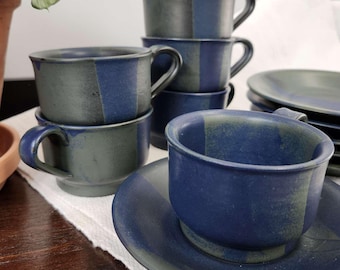 Nancy Patterson-Lamb Iron Mountain Stoneware Tea Set: Blue Green Pottery
