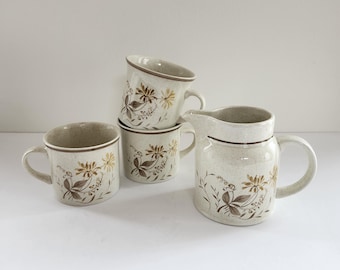 Vintage Royal Doulton Sandsprite Creamer and Tea Cup Set: Floral Cottagecore Kitchenware