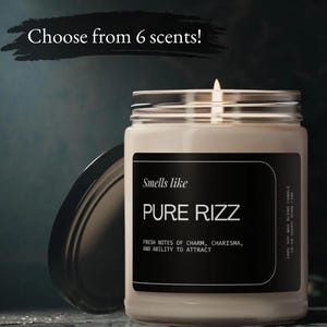 Smells Like Pure Rizz Candle, Funny Teen Gift, Gag Gift, White Elephant, Boss Gift, Secret Santa Gift, Scented Soy Wax Candle, Teen Slang