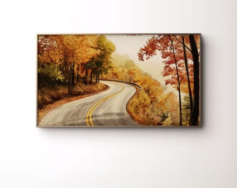 Fall Road Frame TV Art: Gewundene Herbstlandschaft (Digitaler Download)