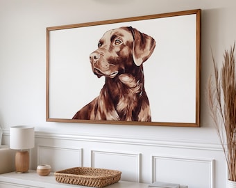 Schokoladen-Laborbild TV-Kunst | Labrador Schokolade Wand Kunst | Bilderrahmen TV Art | Samsung Rahmen Tv Art | Schoko Labrador | Schokoladen-Labor Aquarell