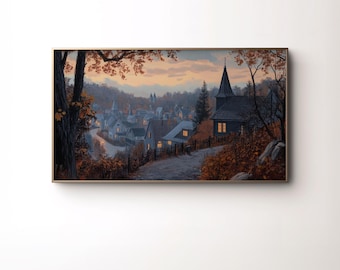 Salem Spooky Town Rahmen TV Kunst: Herbst Gemälde (Digitaler Download)