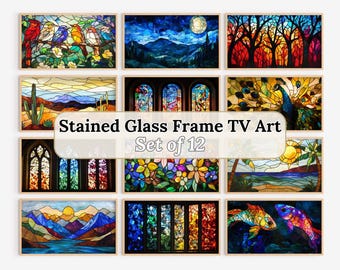 Glasmalerei Rahmen TV-Kunst: Bunte Mosaik-Designs (Digitaler Download)