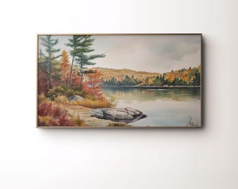 Herbst See Aquarell Bilderrahmen TV Kunst: Sich ändernde Blätter (Digitaler Download)