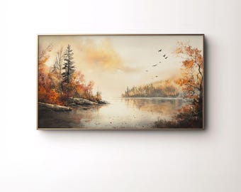 Herbst See Bilderrahmen TV Art: Gruselige Herbstlandschaft (Digitaler Download)