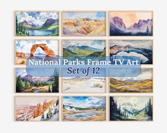Nationalparks Rahmen TV Art | Rahmen TV Art Bundle | Ödland Kunst | Denali Kunst | Yellowstone Kunst | Yosemite Kunst | Gletscher Kunst | Reinier Art