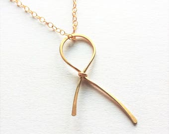 Childhood Cancer, Childrens Cancer . Gold Ribbon Necklace . handmade cancer necklace jewelry awareness ribbon survivor gift child cancer