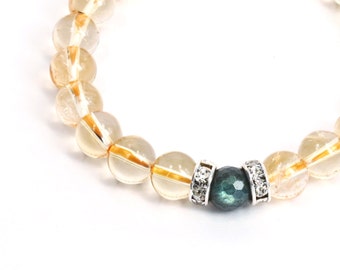 Citrine Bracelet . stacking yellow citrine labradorite blue flash bracelet jewelry november birthstone