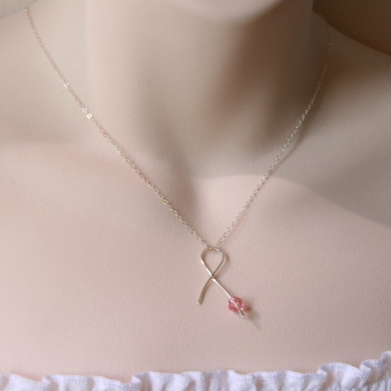 Multiple Sclerosis, Leukemia, Childrens Cancer . Orange Ribbon Necklace . sterling silver handmade awareness ribbon survivor jewelry gift image 4