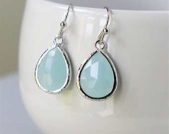 Blue Earrings . Silver Misty Blue Drop Earrings #2 . Blue Dangle Earrings for wedding jewelry, bridal jewelry, bridesmaid gift