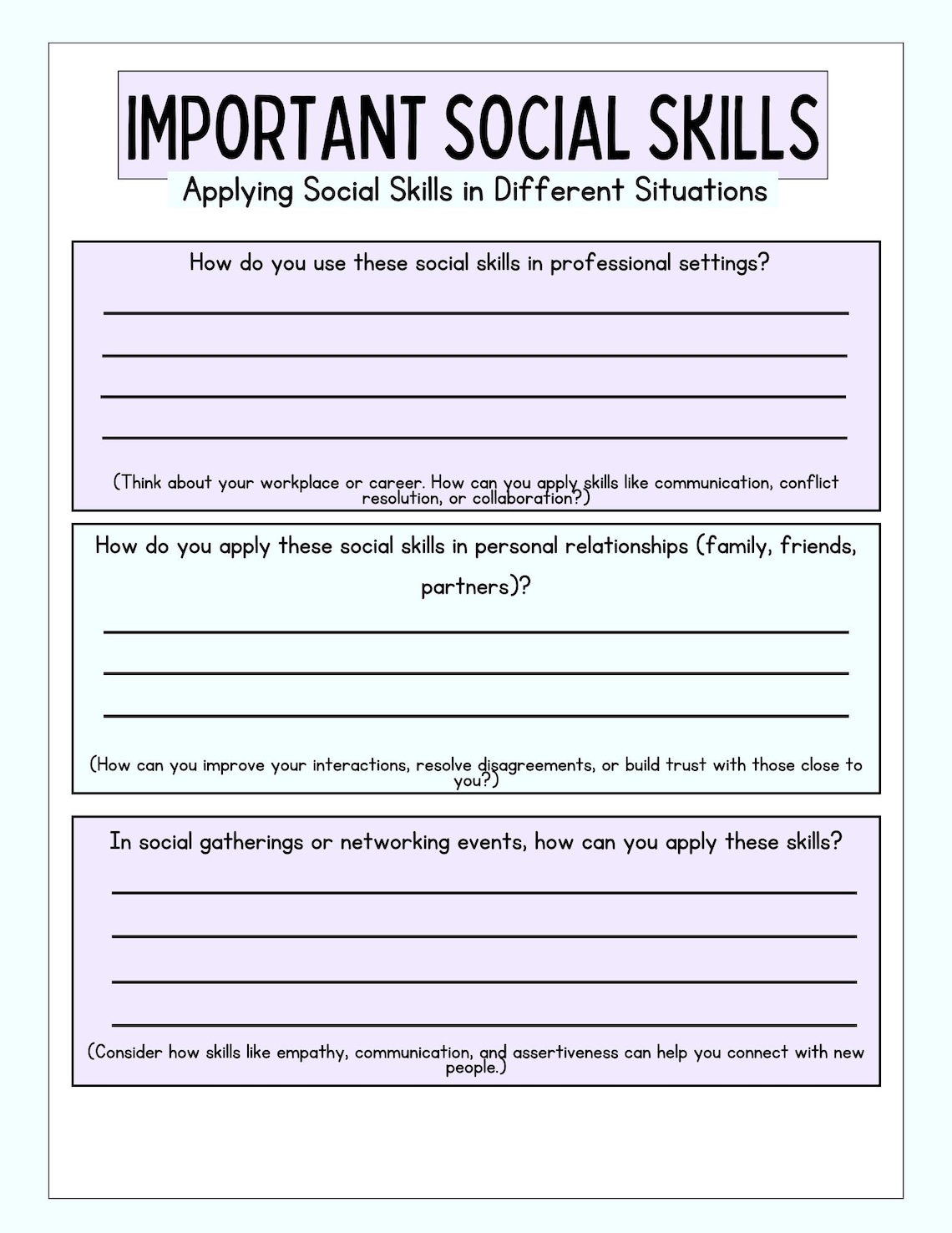 Important Social Skills Etsy