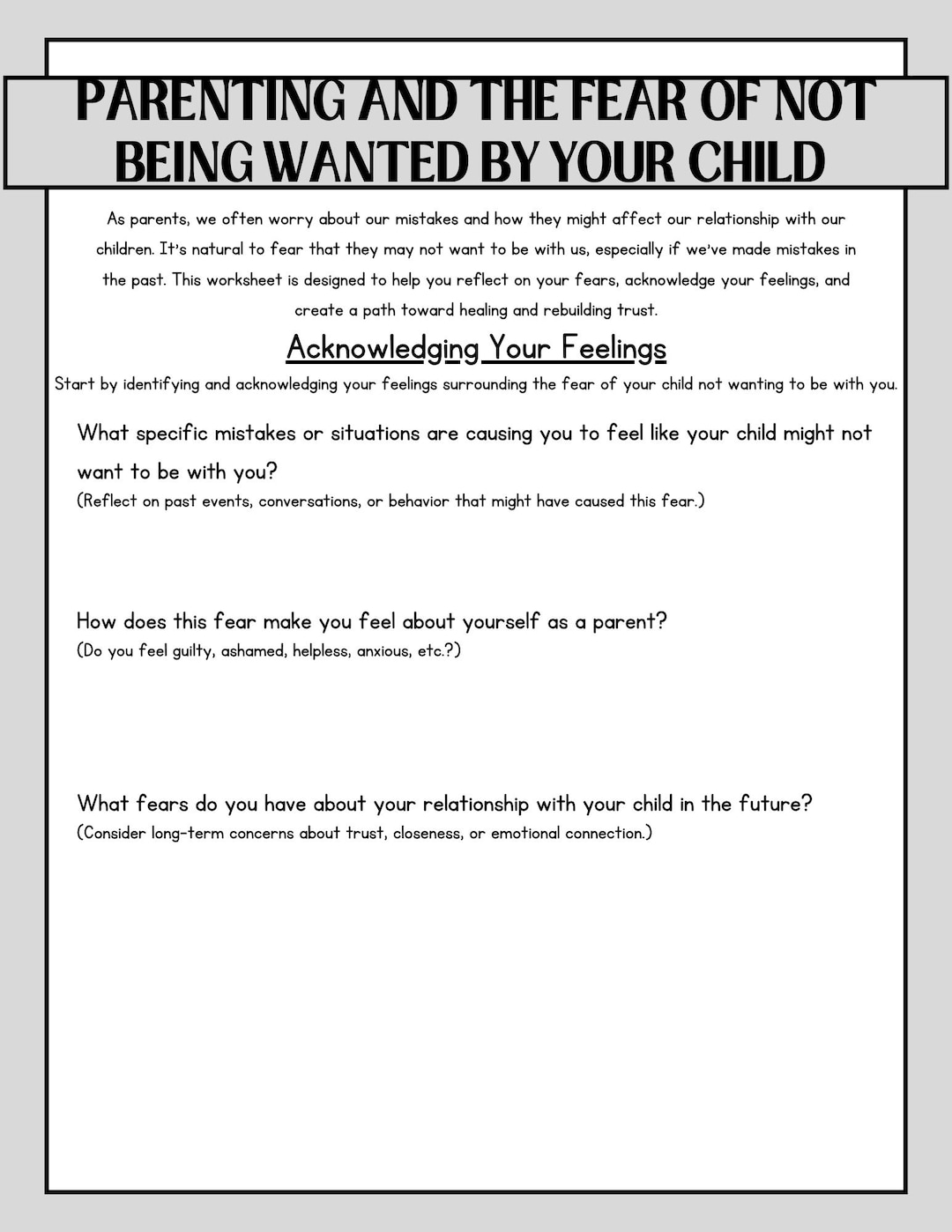 Parenting and the Fear of Not Being Wanted by Your Child - Etsy