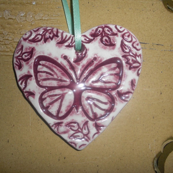 Butterfly Garden Ceramic Heart