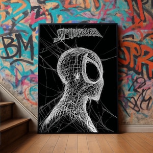 Spider-Man World of Webs Poster: Black and White Comic Art