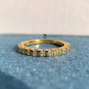 Princess Cut Diamond Eternity Ring | 14k Yellow Rose White Gold Wedding Band | Full Half Eternity Statement Ring | Gift For Her