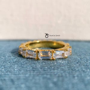 Emerald Cut Lab Diamond Wedding Ring | Diamond Eternity Band | Matching Band | Stackable Band | Lab Created Diamond Ring | Anniversary Gift