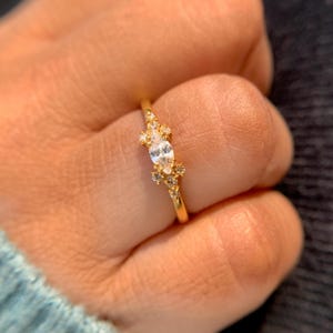 East West Set Marquise Lab Grown Diamond Engagement Ring | Dainty Diamond Solitaire Ring | Promise Ring | IGI Certified Diamond
