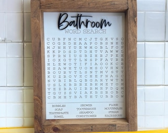 Sopa de letras para el baño / humor para el baño / letrero para el baño / grabado con láser / letrero de madera