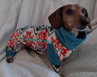 Suéter combinado de forro polar personalizado para perro salchicha