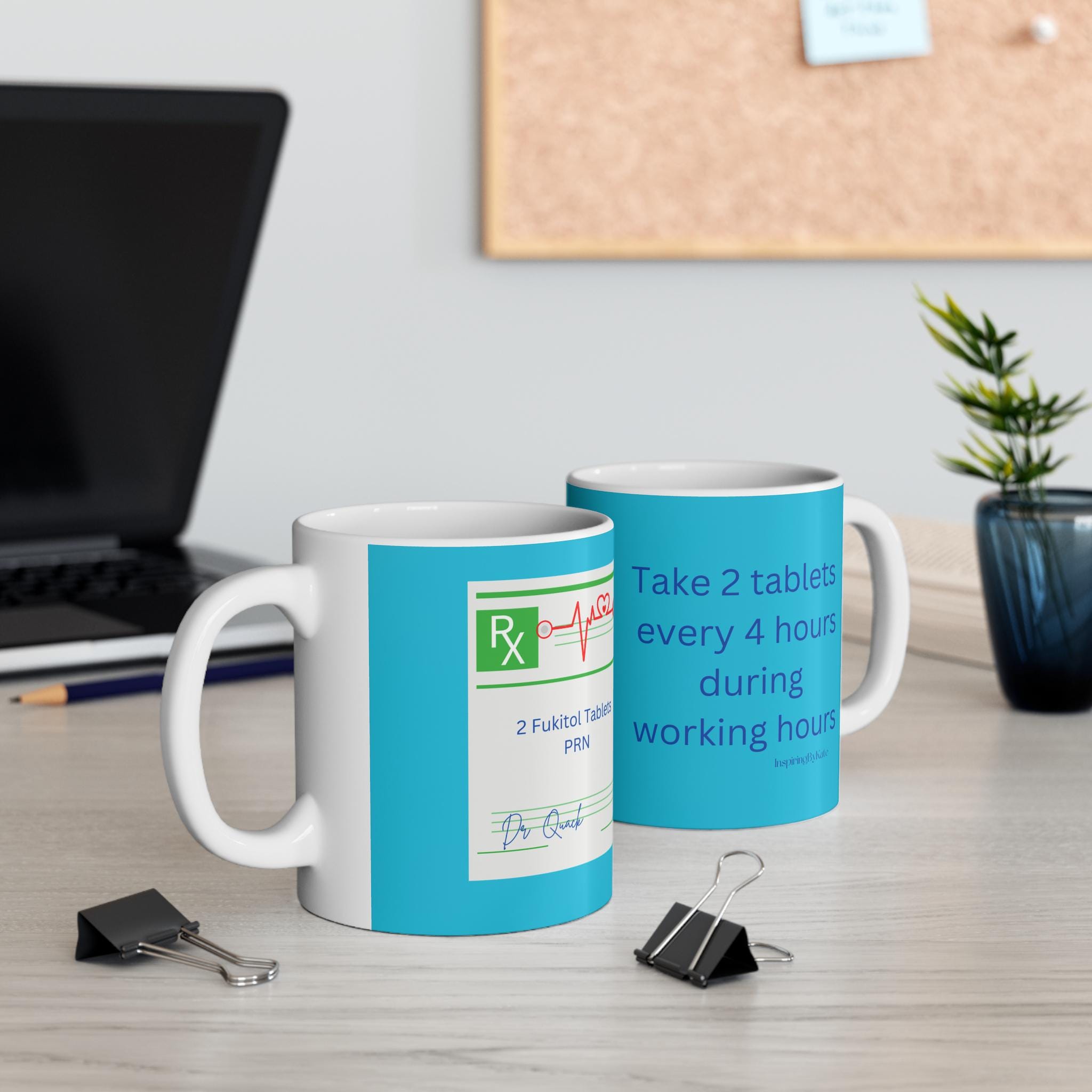 Funny Drs Prescription Ceramic Coffee Cups, 11oz, 15oz - Take 2 fukitol tablets every 4 hours, Work Mug, Coffee Lover Gift, Doctor Gift,