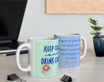 Sassy Quote Ceramic Mugs, Funny Coffee Cups, 11oz, Off You F*ck, Sarcastic Gift, Naughty Phrase Mug, Office Humor Cup