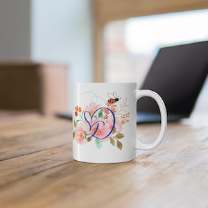 Taza con la letra D del alfabeto, tazas de café de cerámica, 11 oz, 15 oz - Regalo de monograma inicial personalizado para amantes del café - Taza de té, cocina