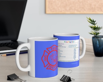 Ceramiczne kubki do kawy Fire Fighter Nutritional Make Up, 11 uncji, - prezent dla strażaków, kubek strażacki, podziękowania dla strażaków, wyjątkowy