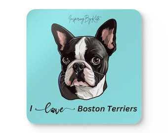Boston Terrier Corkwood Coasters Set, Dog Lover Gift, Housewarming, Dog Mom Coaster, Dog Dad Gift, Drink Coasters