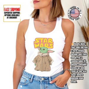 Disney Star Wars Baby Yoda Tank Top, Mandalorian Tank Tee, Galaxy's Edge/Darth Vader Women Racerback and Men Tank Top afbeelding 8