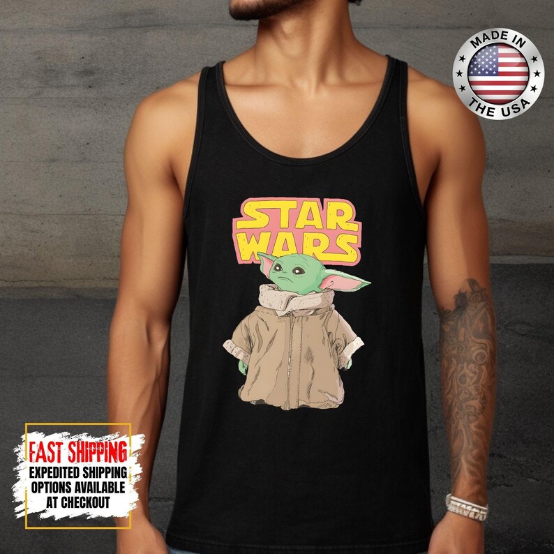 Disney Star Wars Baby Yoda Tank Top, Mandalorian Tank Tee, Galaxy's Edge/Darth Vader Women Racerback and Men Tank Top afbeelding 12