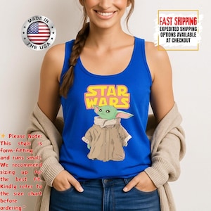 Disney Star Wars Baby Yoda Tank Top, Mandalorian Tank Tee, Galaxy's Edge/Darth Vader Women Racerback and Men Tank Top afbeelding 1
