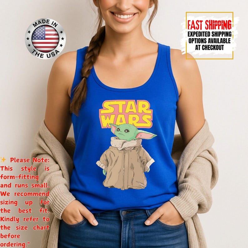 Disney Star Wars Baby Yoda Tank Top, Mandalorian Tank Tee, Galaxy's Edge/Darth Vader Women Racerback and Men Tank Top afbeelding 1