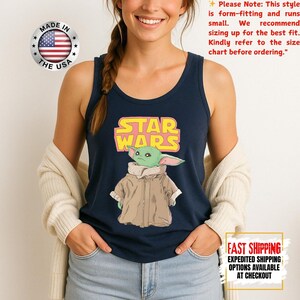 Disney Star Wars Baby Yoda Tank Top, Mandalorian Tank Tee, Galaxy's Edge/Darth Vader Women Racerback and Men Tank Top afbeelding 18