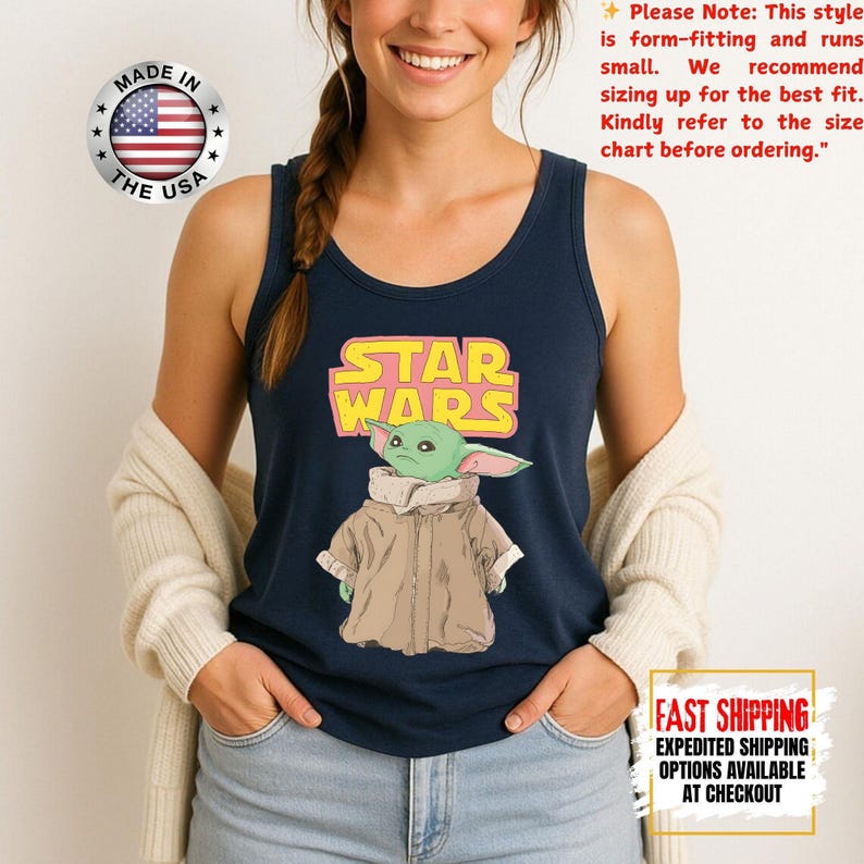 Disney Star Wars Baby Yoda Tank Top, Mandalorian Tank Tee, Galaxy's Edge/Darth Vader Women Racerback and Men Tank Top afbeelding 18