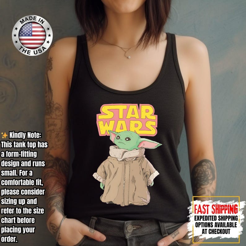 Disney Star Wars Baby Yoda Tank Top, Mandalorian Tank Tee, Galaxy's Edge/Darth Vader Women Racerback and Men Tank Top afbeelding 14