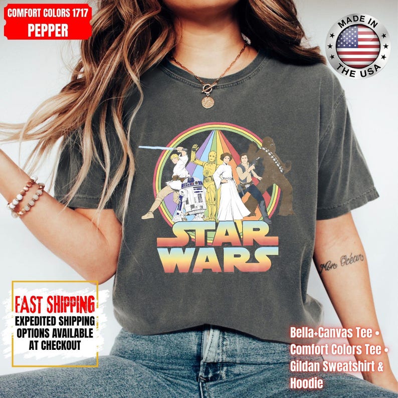 Chemise Disney Star Wars, sweat Mandalorian, chemise couleurs confort Dark Vador, chemise Chewbacca, chemise Star Jedi, t-shirt Luke Skywalker image 14
