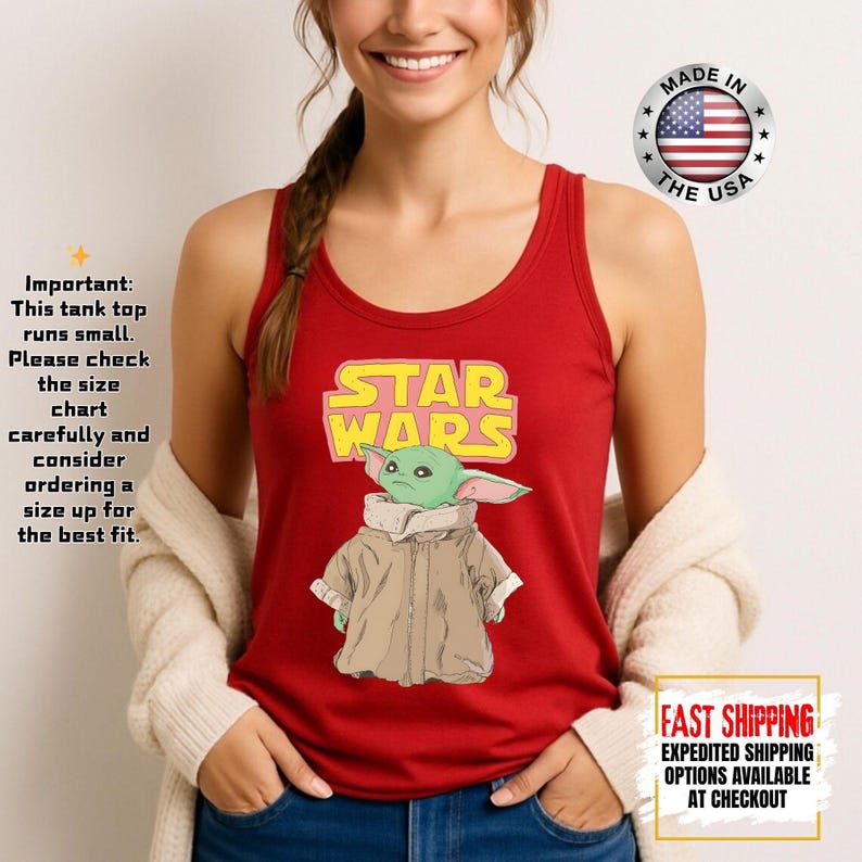 Disney Star Wars Baby Yoda Tank Top, Mandalorian Tank Tee, Galaxy's Edge/Darth Vader Women Racerback and Men Tank Top afbeelding 17