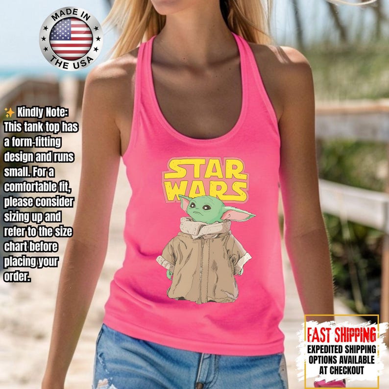 Disney Star Wars Baby Yoda Tank Top, Mandalorian Tank Tee, Galaxy's Edge/Darth Vader Women Racerback and Men Tank Top afbeelding 15