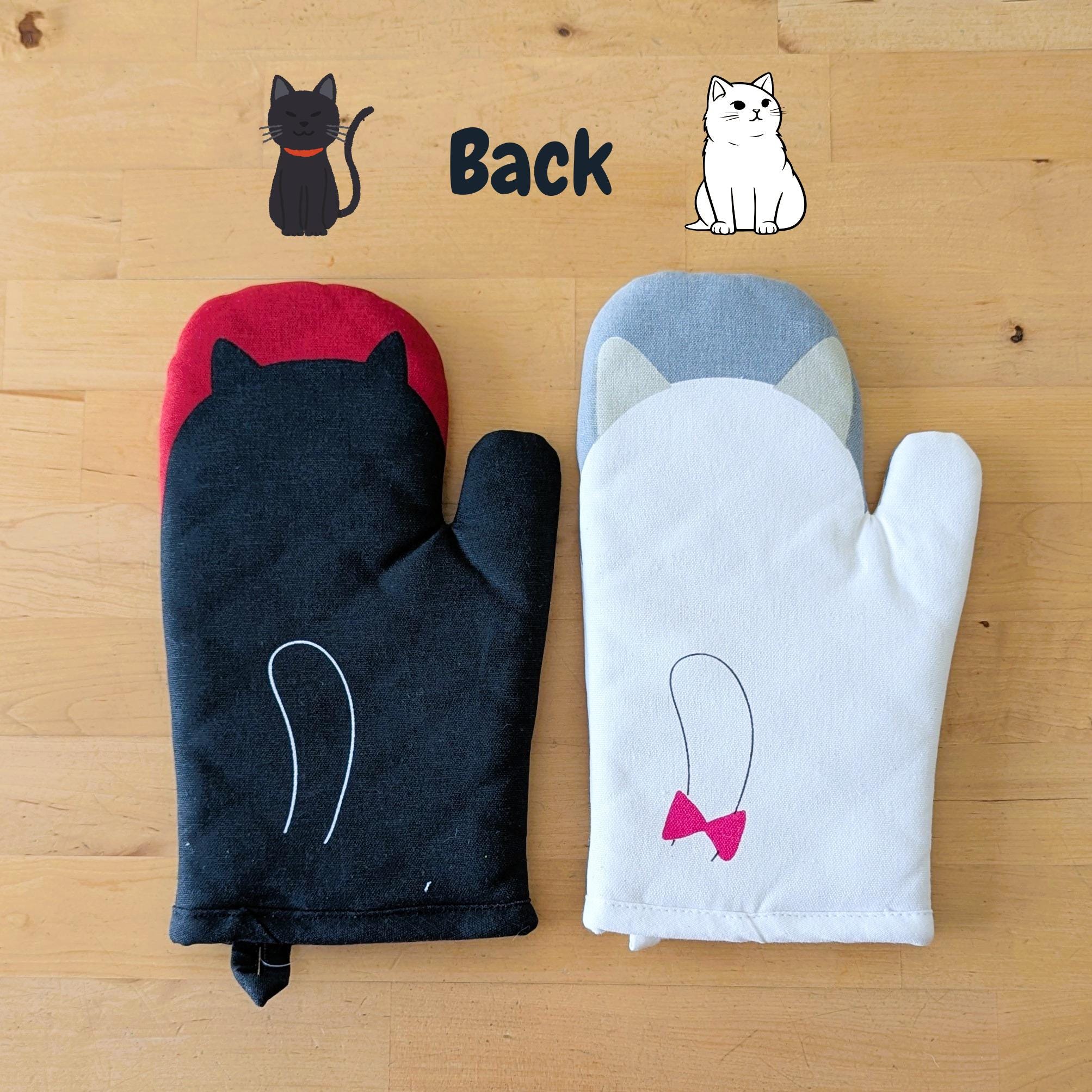 Cat Oven Mitt, Cat Pot Holder, Cat Gift, Black Cat, White Cat, Kitchen ...
