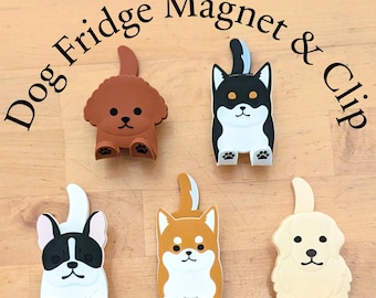 Dog Magnet, Dog Animal Clip, Dog Phone Stand, Bendable Legs with Paws, French Bulldog, Poodle, Golden Retreiver, Black Shiba, Shiba inu Gift