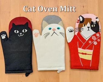 Cat Oven Mitt, Cat Pot Holder, Cat Gift, Black Cat, White Cat, Kitchen Accessory, Gifts For Her, Mothers Day Gift